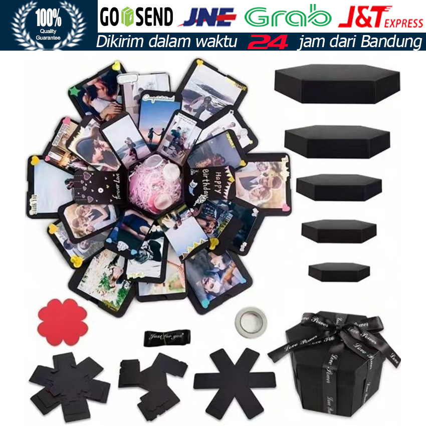 

Kotak Hadiah Eksplosion Heksagonal DIY / Album Foto Pop Up 3D Kejutan Romantis Unik untuk Ulang Tahun, Anniversary & Valentine