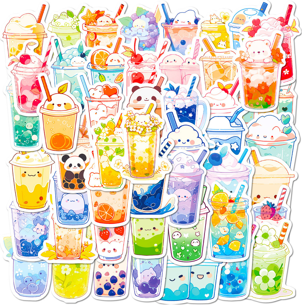 

50PCS Cute Pearl Milk Tea Cartoon Graffiti Stickers DIY Phone Guitar Laptop Notebook Suitcase Cup Waterproof Sticker Kids Toy