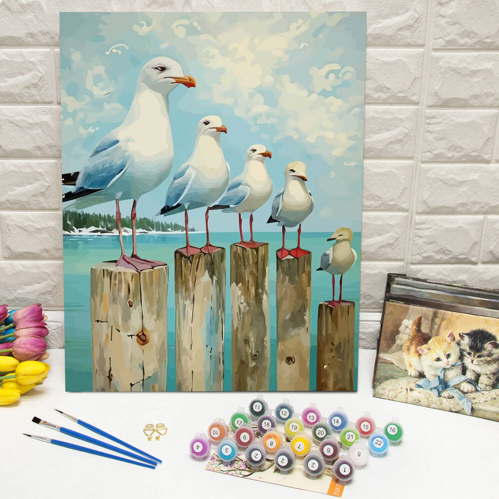 

Oil Painting By Numbers Seagull Acrylic Paint Digital Oil Painting Animal DIY Kit Picture Artcraft On Canvas Home Decor Gift
