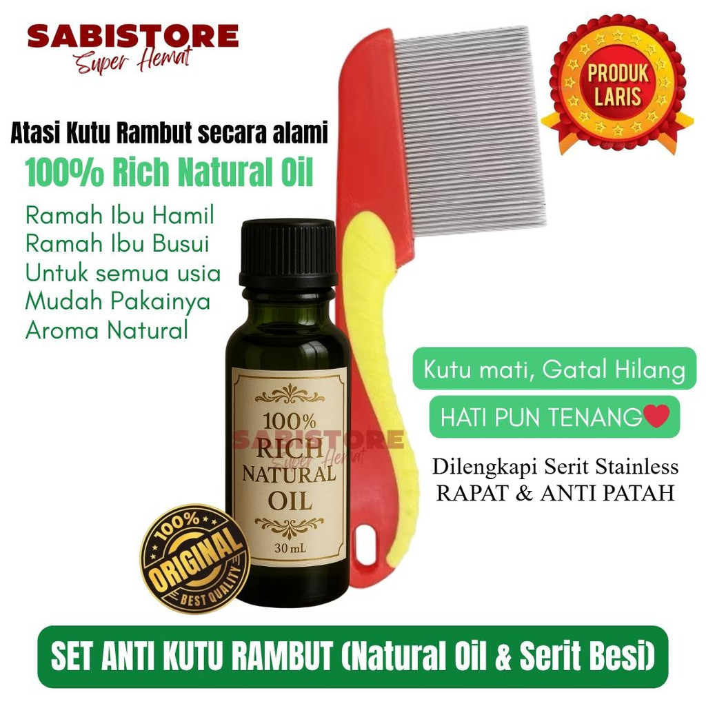 OBAT KUTU RAMBUT ALAMI & SERIT KUTU RAMBUT - Rich Natural Oil Atasi Kutu Secara Alami