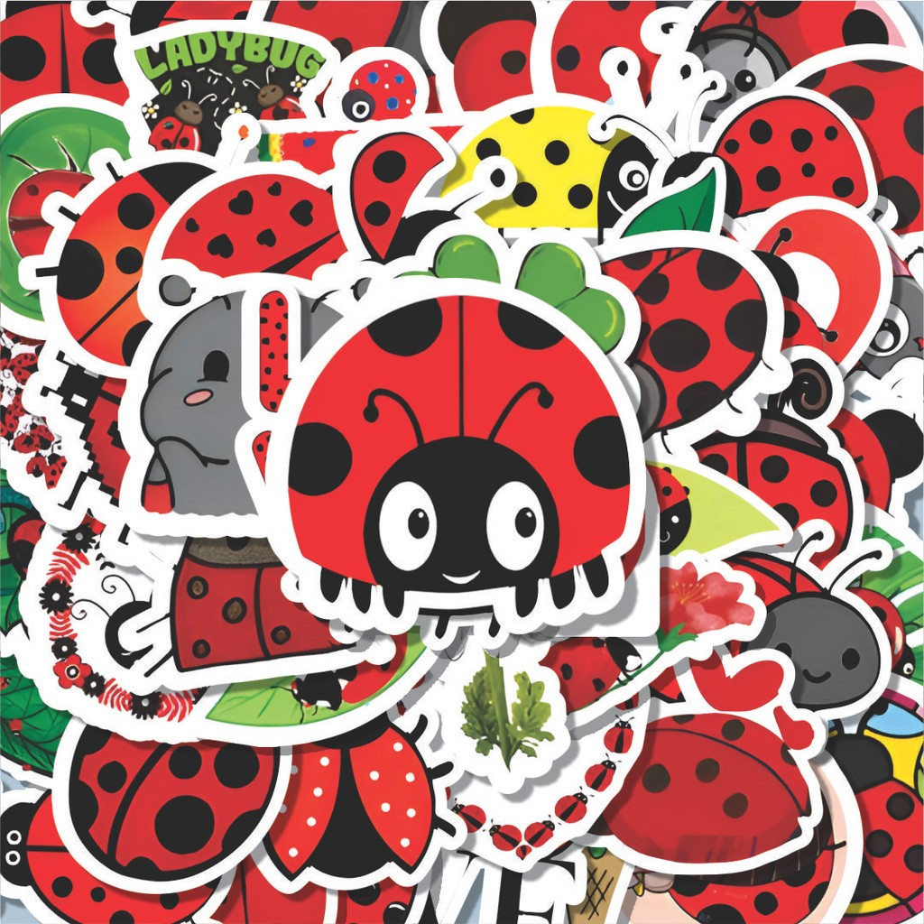 

100PCS Lucu Stiker Hewan Ladybird,/Ladybug [Kumbang Kecil] Stiker Aesthetic Stiker Anti Air Stikers Berperekat Waterproof sticker decal buat Motor Helm Buku Journal Koper Casing HP Laptop Botol Minum Hadiah anak