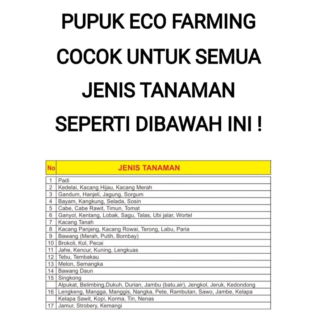 Liceriashop17 Eco Farming-Eco Farming Original 100%-Eco Farming Pupuk Organik Original Eco Farming