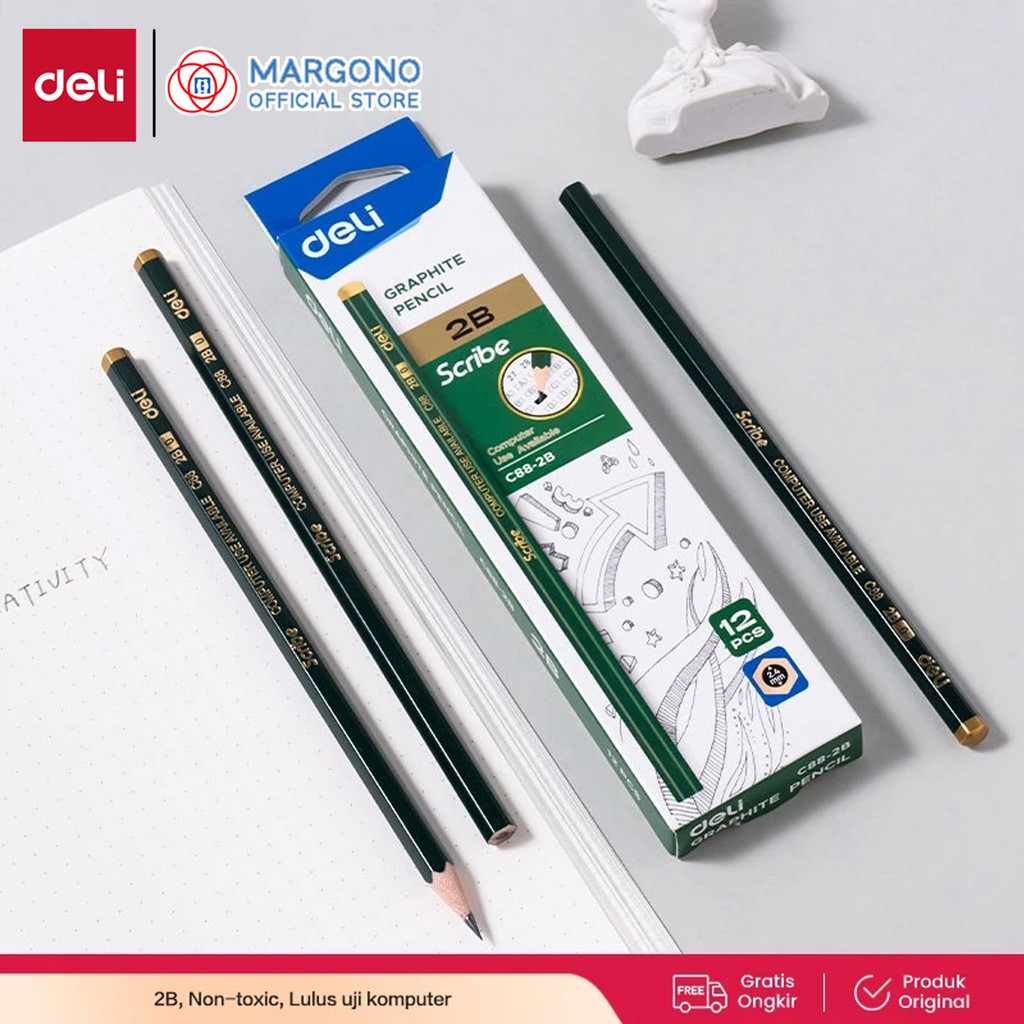 

Deli Graphite Pencil / Pensil Kayu 2B 1 Pack Isi 12pcs Kualitas Bagus EC88