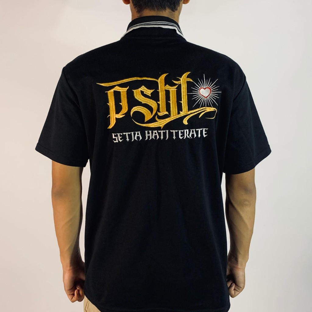 Kaos Polo Bordir Emas PSHT Setia Hati Terate Depan Belakang By Foxcloth