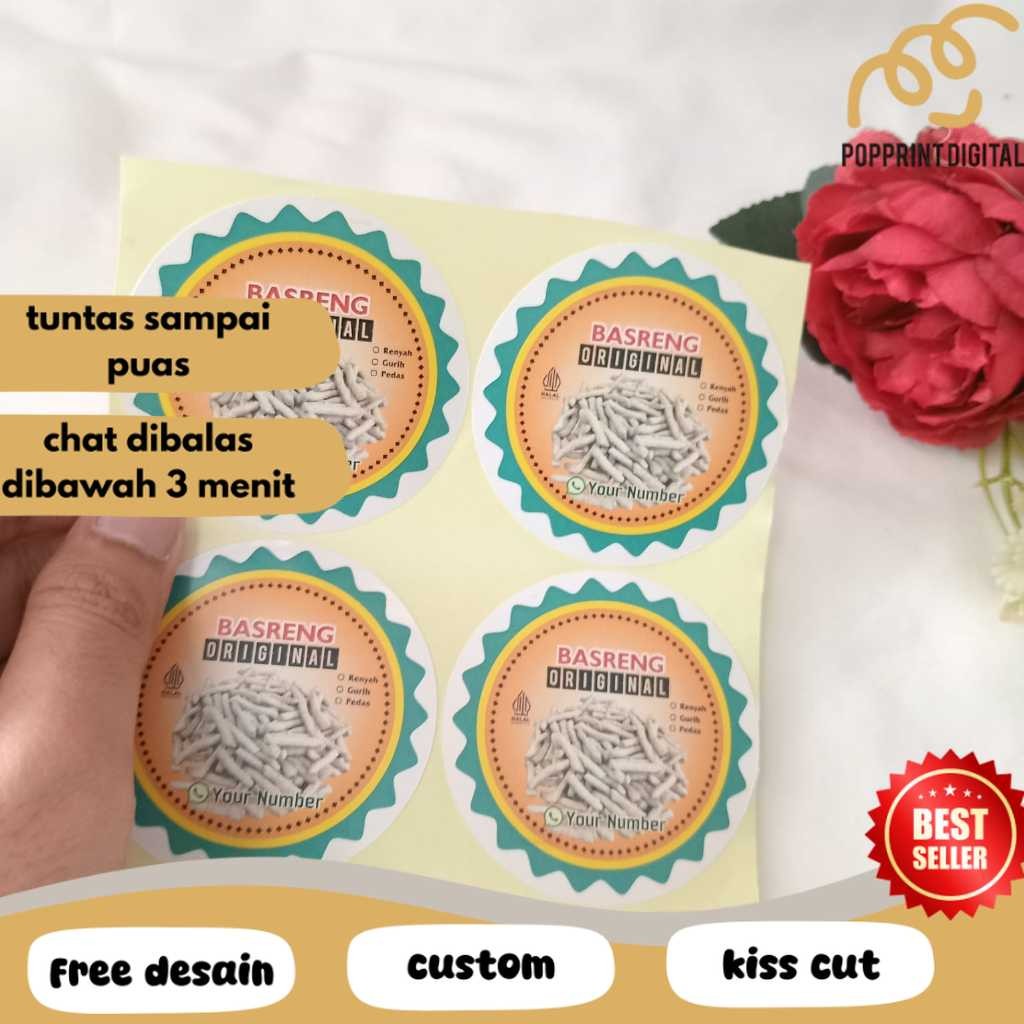 

PpD 2-4 Sticker Makanan Cemilan Basreng Stiker Label Produk Jajanan Bulat Chromo Free Desain