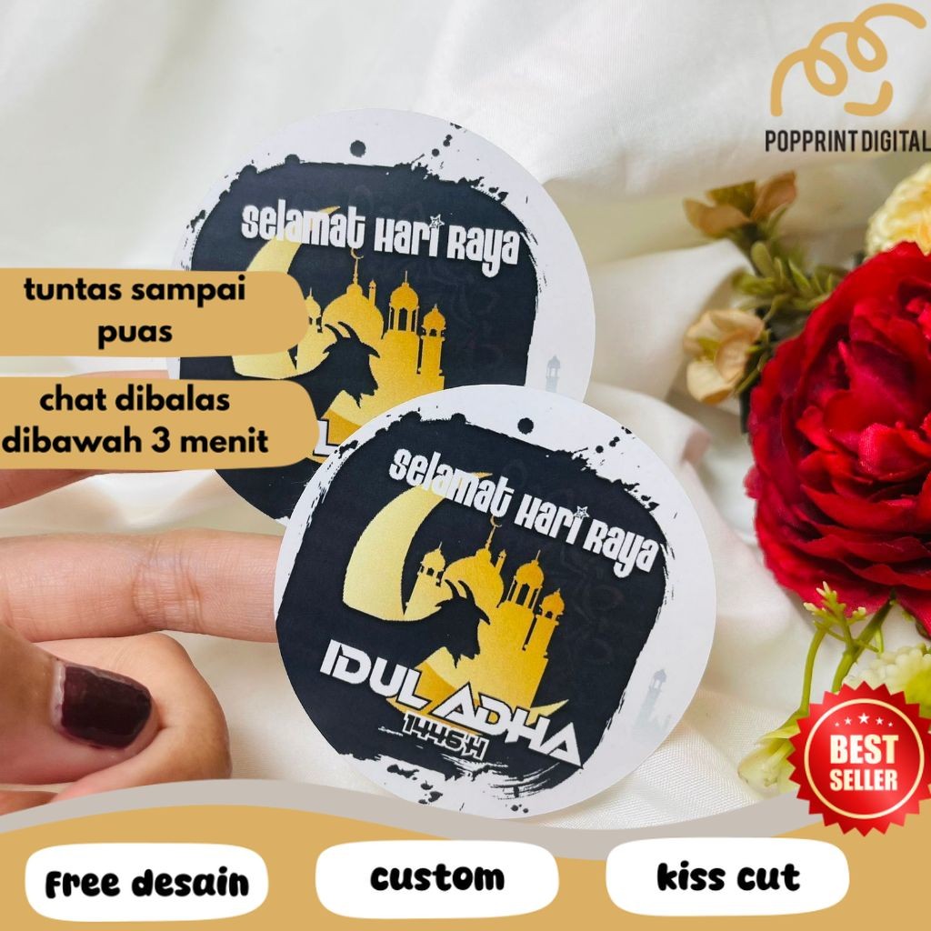 

PpD Sticker Selamat Hari Raya Idul Adha Sticker Lebaran Haji Toples Cookies Free Desain Custom
