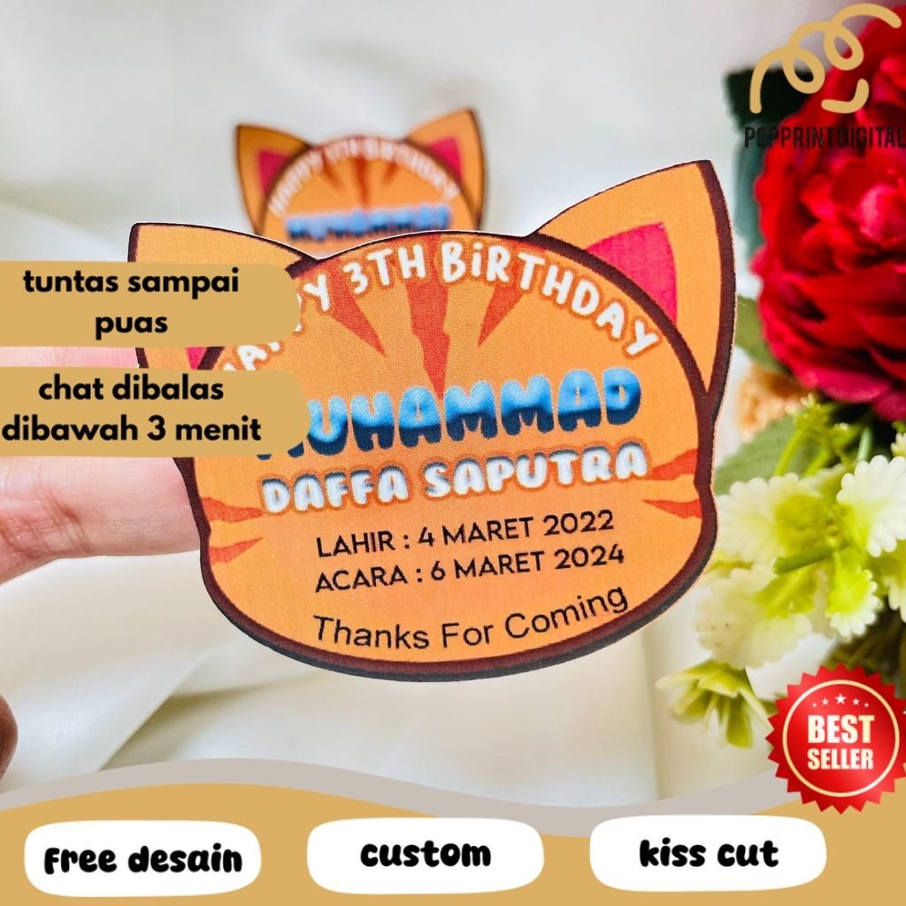 

PpD Print Sticker Karakter Ulang Tahun Anak Stiker Label Hampers Ultah Free Design Birthday