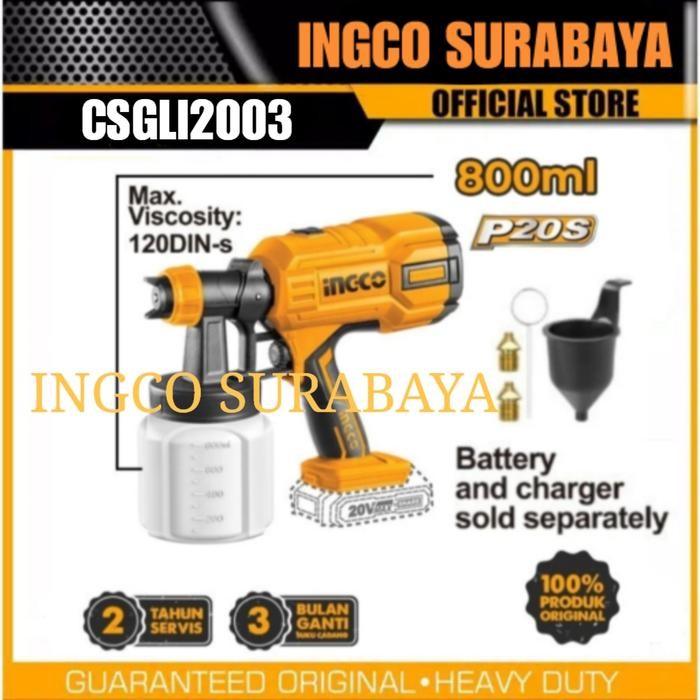 INGCO CSGLI2003 CORDLESS SPRAY PAINT GUN BATERAI SEMPROTAN ANGIN CAT