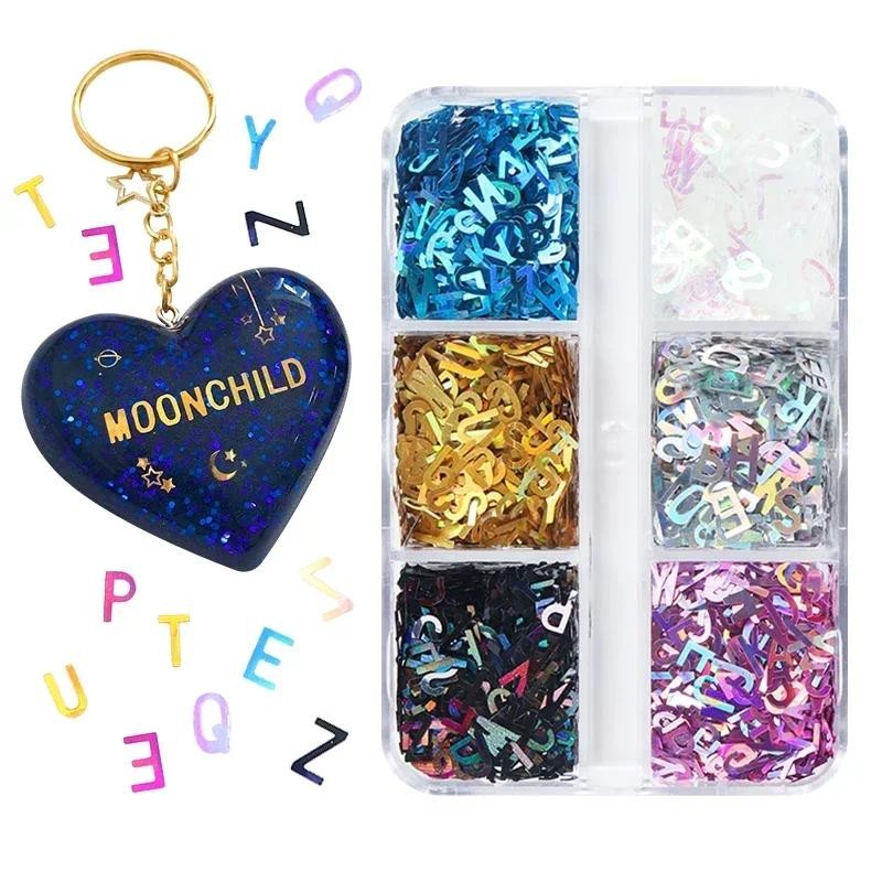 

Holographic Glitter English Alphabet Flakes Resin Silicone Mold Filler Laser Letter Sequins For Epoxy Resin Filling Handmade DIY