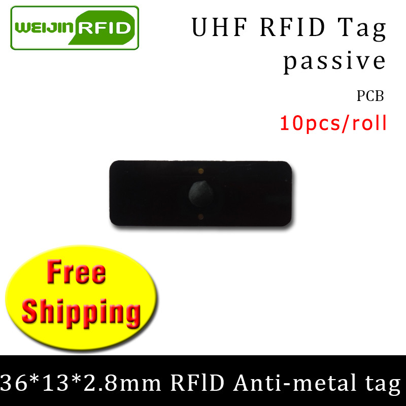 

UHF RFID metal tag 915mhz 868mhz Alien Higgs3 EPC 10pcs free shipping 36*13*2.8mm small rectangle PCB smart passive RFID tags