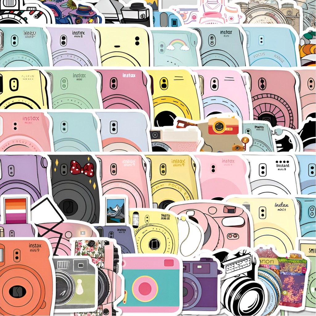 

Stiker Cutting Pack Stiker Cute Camera Vector [Kamera Polaroid] Isi 100Pcs Series Aesthetic Lucu Keren Untuk Koper Bahan Vynil
