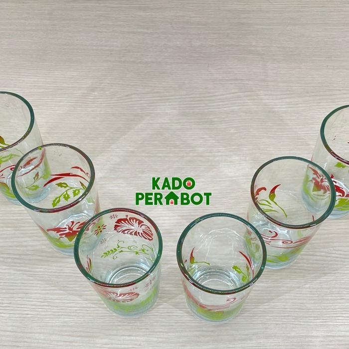 gelas kopi kembang - gelas kopi kaca - gelas setengah lusin 6pcs