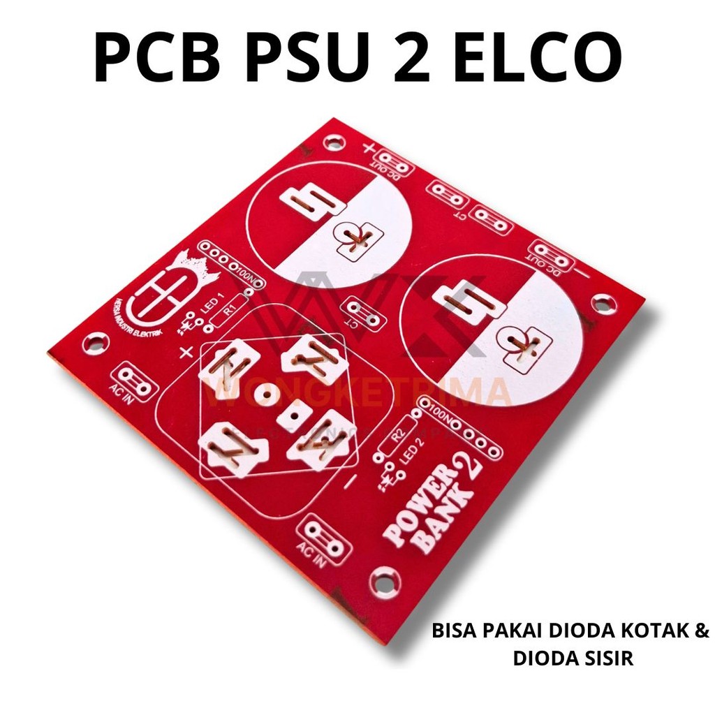 PCB Power Supply 2 Elco Penyearah AC ke DC Untuk Amplifier Support Dioda Sisir & Kiprok