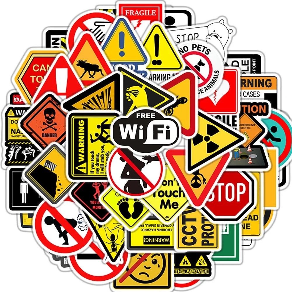 

10/30/50PCS Warning Stickers Danger Banning Skateboard Fridge Guitar Laptop Motorcycle Travel Classic Toy Cool Decals Sticker