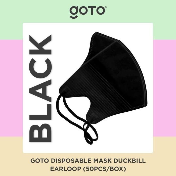 Goto [COD] Masker Duckbill ISI 50 PCS 3 Ply Disposable Mask Kesehatan 3Ply Earloop - ECO Black 50pcs