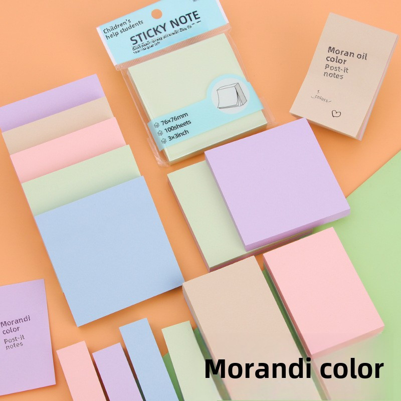 

100 Sheets Morandi Color Adhesive Sticky Notes Student Message Hand Torn Note Stickers for Office Family School Supplies
