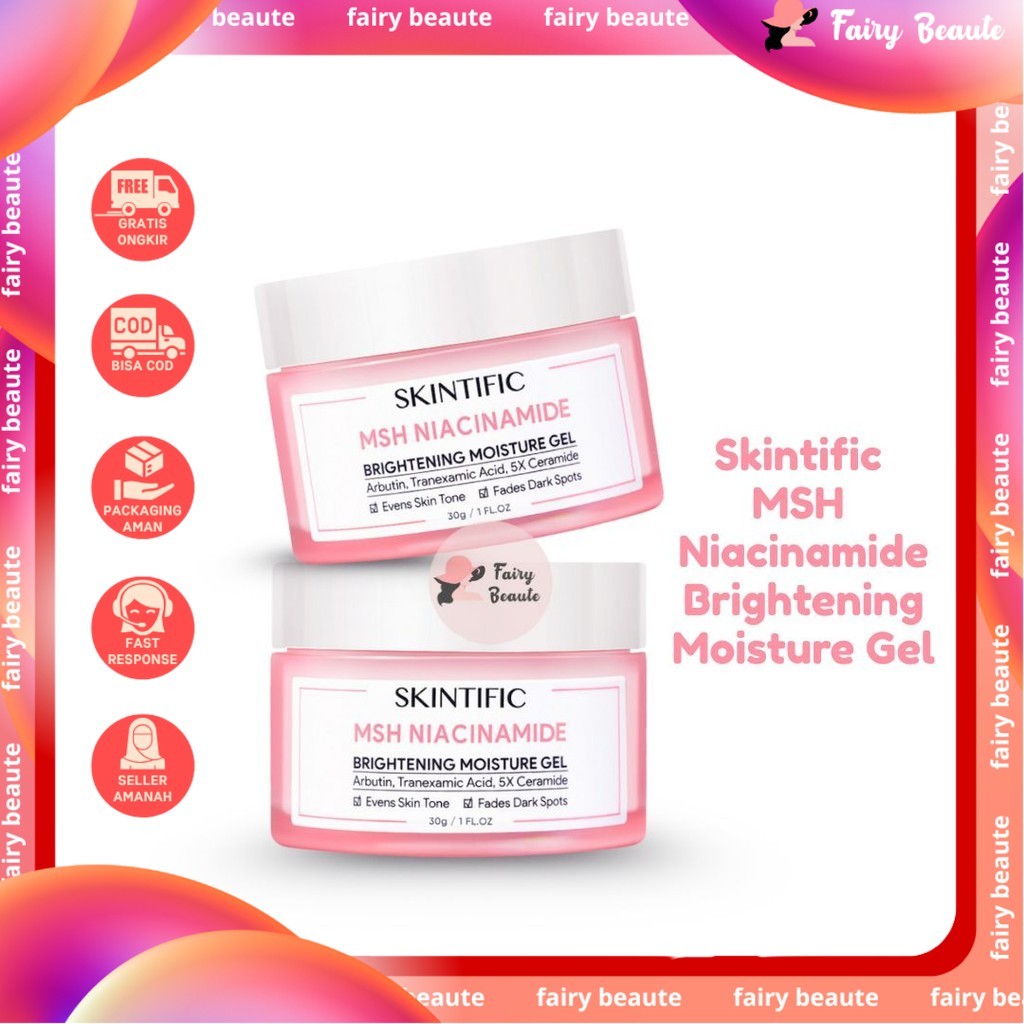 SKINTIFIC MSH Niacinamide Brightening Moisture Gel 30g 30 6 gram gr Krim Pencerah krim pemutih Day C