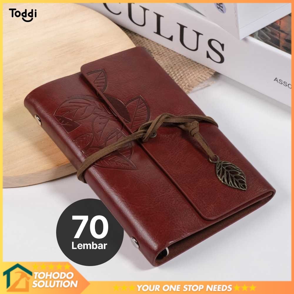

Toddi PHANTACI Buku Catatan Binder Kulit Retro Leaf Kertas B7 - BSD666
