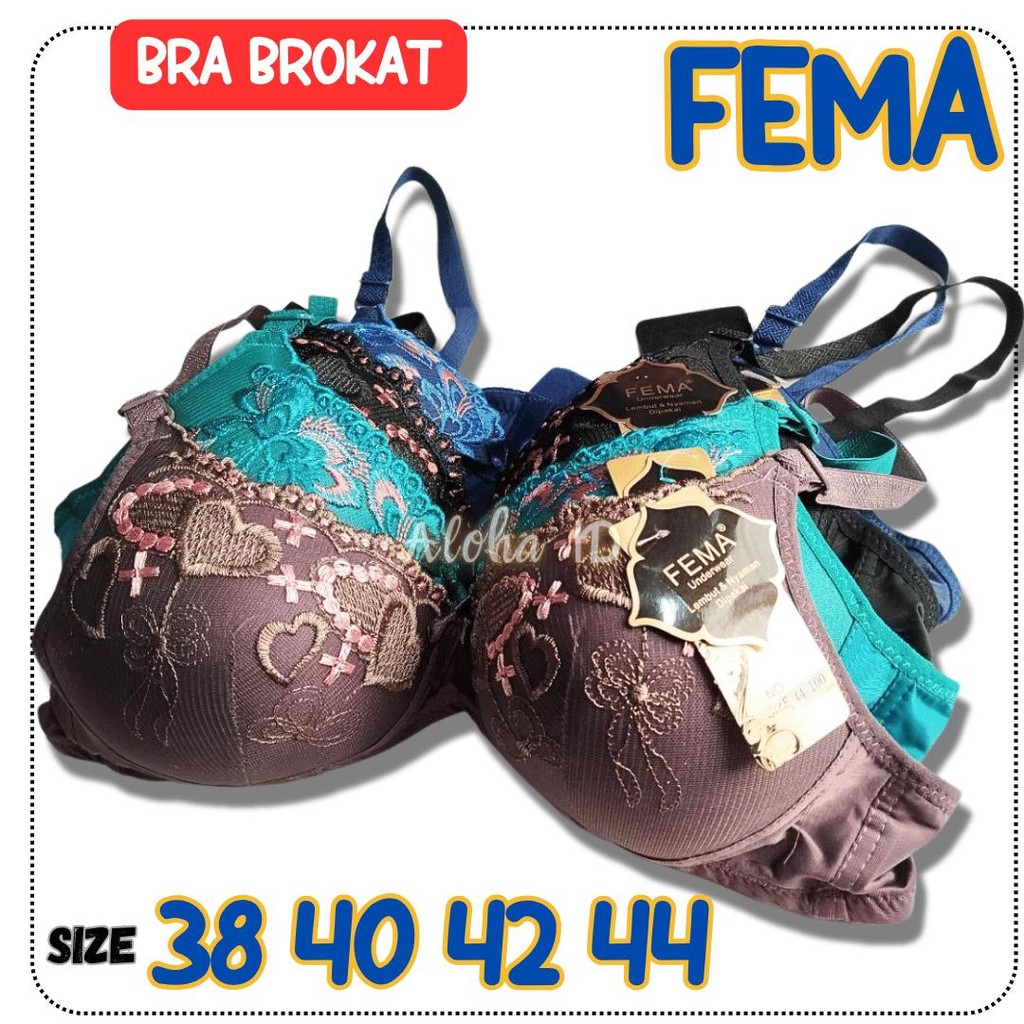 BRA RENDA BROKAT TANPA KAWAT – FEMA SIZE 38 40 42 44 BUSA TIPIS