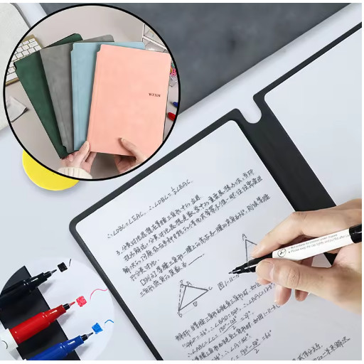 

Papan Tulis Spidol Portable A5 Whiteboard Notebook PU with Pen Buku Tulis Matematika Cakaran- MN