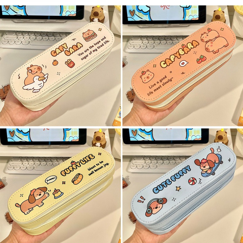 

School season double-layer pencil case large capacity simple girl pencil case students cute stationery pencil case prizes