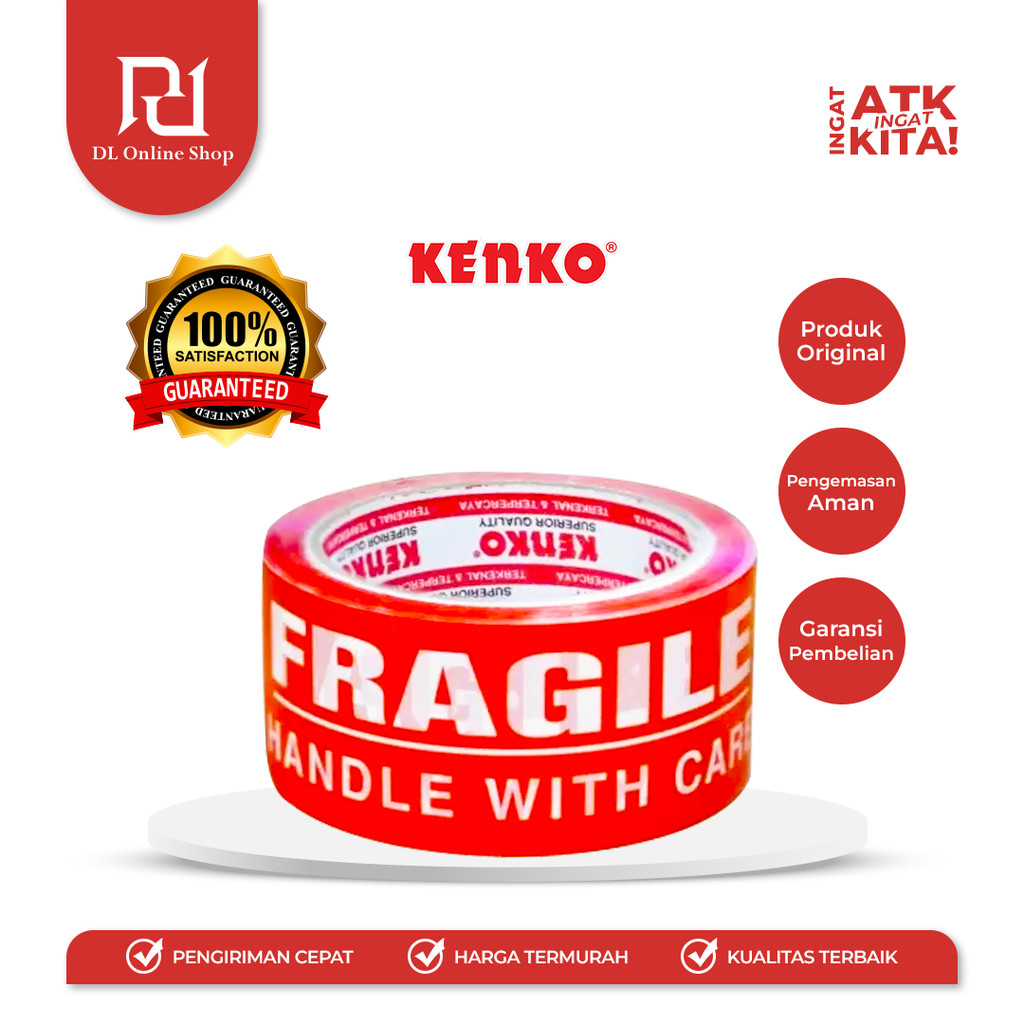 

KENKO OPP FRAGILE TAPE 48mm x 50m MERAH (1ROLL)