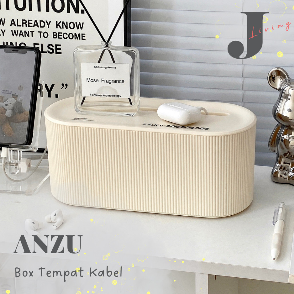 

J LIVING - ANZU Office Desk Charger Modern Meja Kamar Kantor Stop Kontak Minimalis Kotak Organizer Kabel Colokan Listrik Storage Box USB Cable Plastik Perapi Device Aesthetic