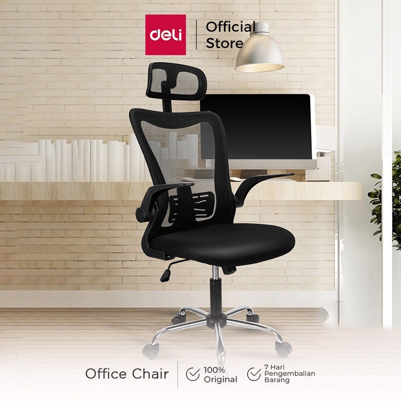 

Deli Office Chair / Kursi Kantor Kursi Kerja Jaring dengan Senderan Kepala Sangat Nyaman E4925 E4926