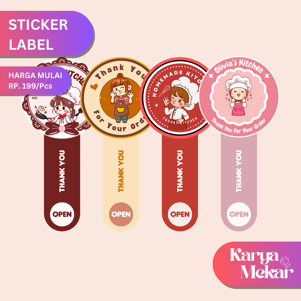 

Sticker Label Seal Kemasan Custom | Makanan Ol Shop UMKM Murah
