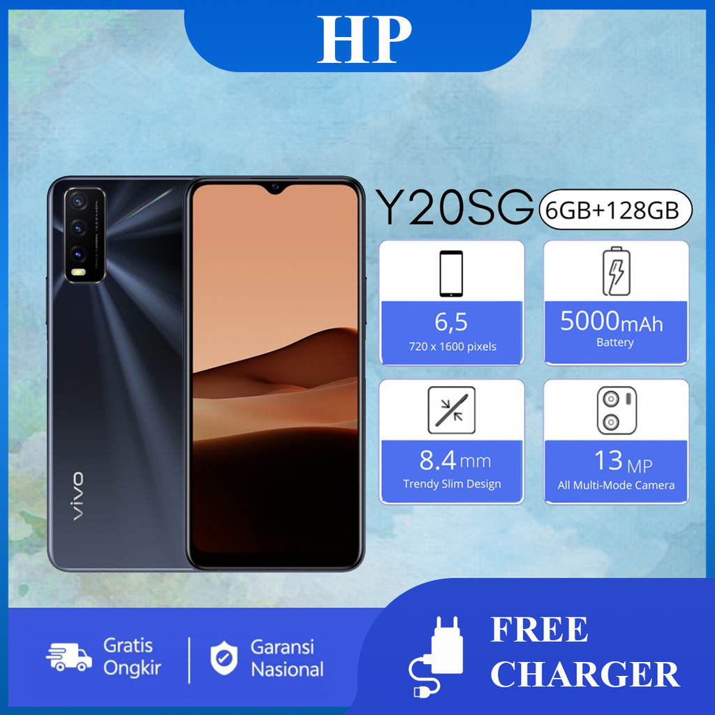 VIVO Y20s RAM 8GB/256GB HP Murah Cuci Gudang Android, Layar 6.51" HD, Baterai 5000mAh Handphone