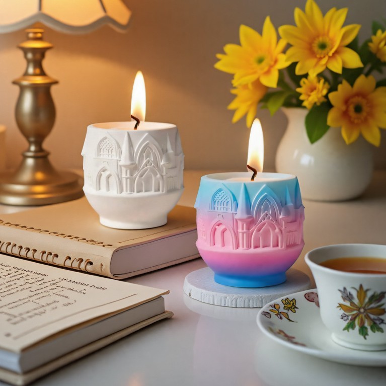 

Castle Flowerpot Mold Candle Plaster Cup Silicone Mold Relief Vase Gypsum Molds Concrete Resin Pen Holder Mould Home Decoration