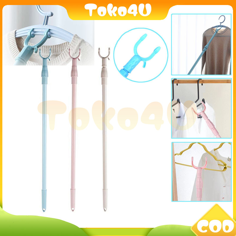 galah hanger gantungan baju display toko /tongkat jemuran pengait baju stik gantungan baju teleskopi