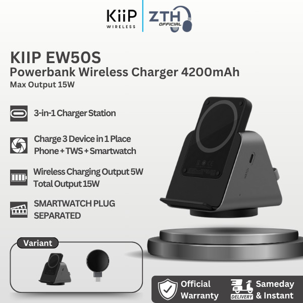 KIIP EW50S Magsafe Powerbank Wireless Charger Base 3-in-1 iWatch