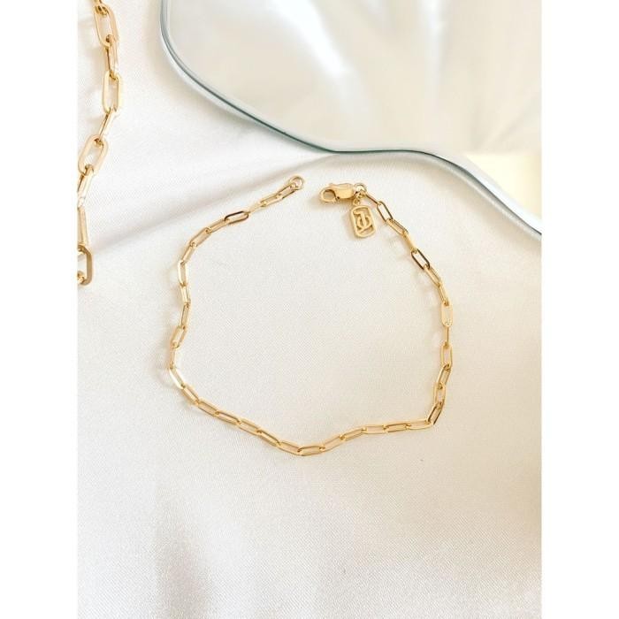 

Promo Jo Small Paper Clip Anklet - 17K Yellow Gold, 24 cm