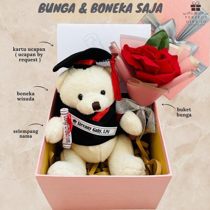 

KADO WISUDA / HADIAH WISUDA / GRADUATION GIFT / HAMPERS WISUDA - Bunga&Boneka sj, Merah