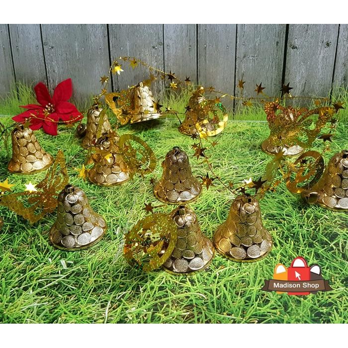 DEKORASI NATAL RANTAI POHON LONCENG NATAL MURAH HIASAN POHON NATAL - gold