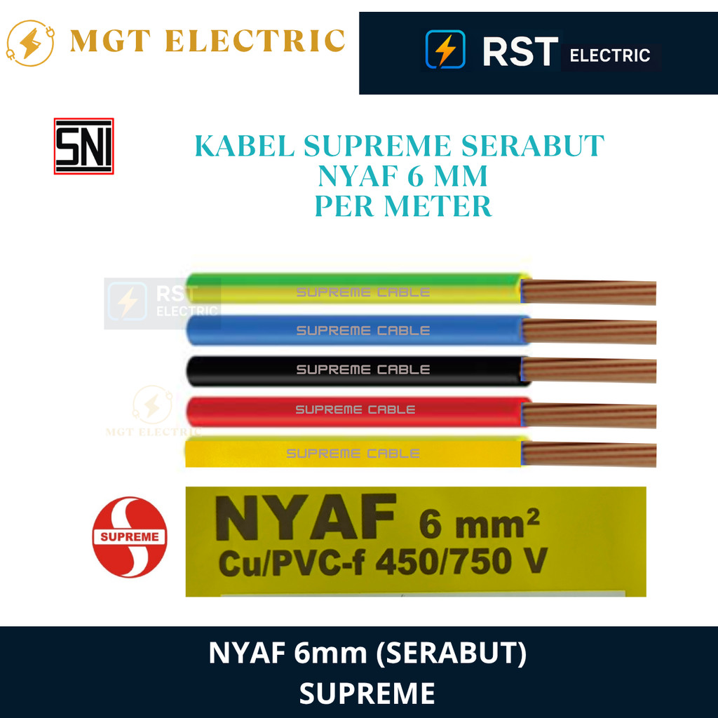 Kabel SUPREME FLEKSIBEL NYAF 6mm / SERABUT GROUNDING NYAF 6 mm METERAN