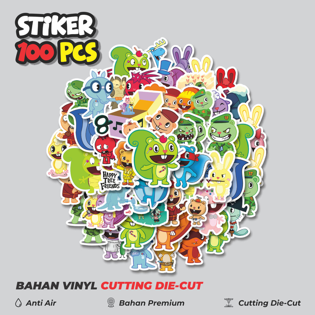 

Terbaru! 50 pcs Stiker Kartun Series Happy Tree Friends Mix 2 Dekorasi Lucu Kreatif untuk Notebook, Skateboard, HP