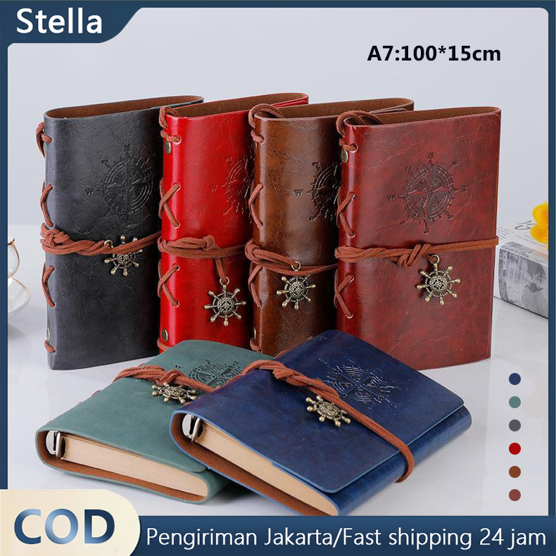 

A7 Binder Kulit Buku Catatan / A7 Leather Bound Kraft Untuk Notebook / Kulit PU Tahan Lama Retro Pirate Daily Notebook