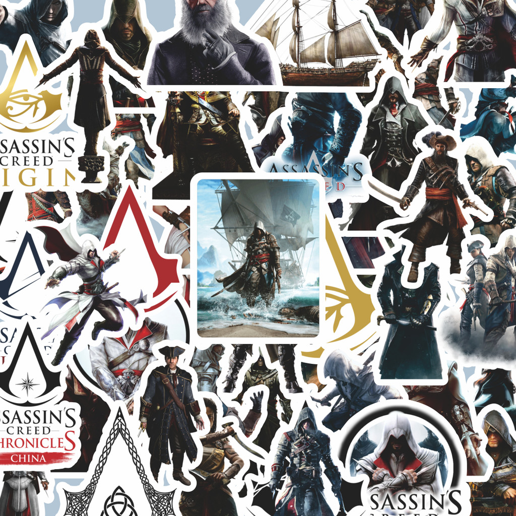 

100PCS Lucu Stiker Game Series Assasin's Creed Universe Mix 2 Stiker Aesthetic Stiker Anti Air Stikers Berperekat Waterproof sticker decal buat Motor Helm Buku Journal Koper Casing HP Laptop Botol Minum Hadiah anak