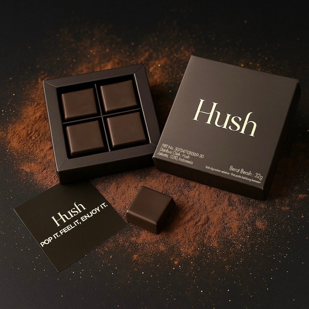 

Hush chocolate 6 box Dark Chocolate for couple 32 gram 6 box paket bahagia