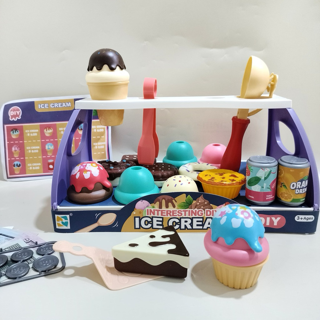 SHD_SHOP ice cream shop toys cart pretend plays mainan jualan es krim