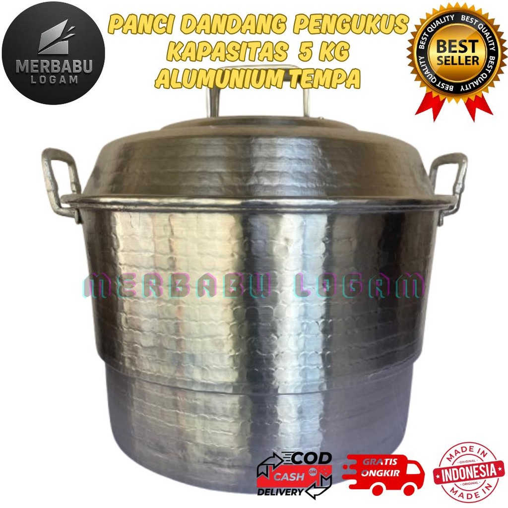 Dandang Panci Pengukus 5 kg Serbaguna Alumunium Tempa Tanpa Sambungan