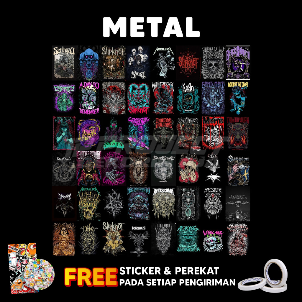 (48 PCS) Poster Dinding Bundle Band Metal Isi 48 | Poster Kamar | Poster Aesthetic
