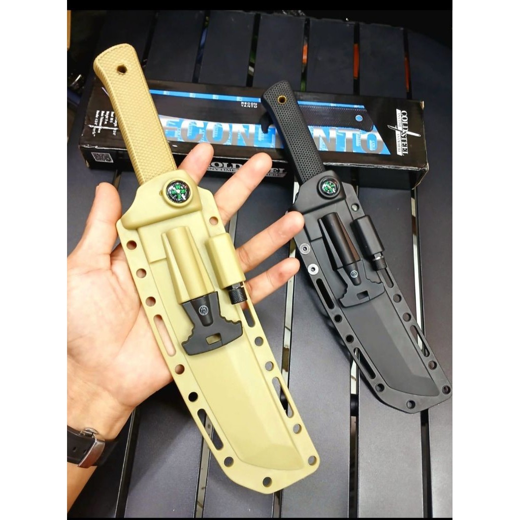 Pisau Survival Outdoor EDC Model Recon Tanto + Kompas & Alat Serbaguna