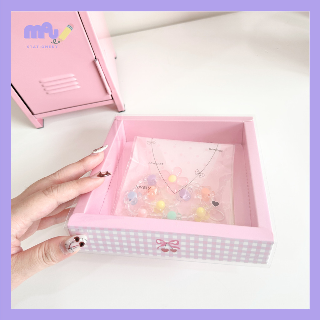 

[MOUMOU] 1pc Cherry Box Pink | Kotak Kado Aesthetic Warna Pink – Ukuran 15x15 cm