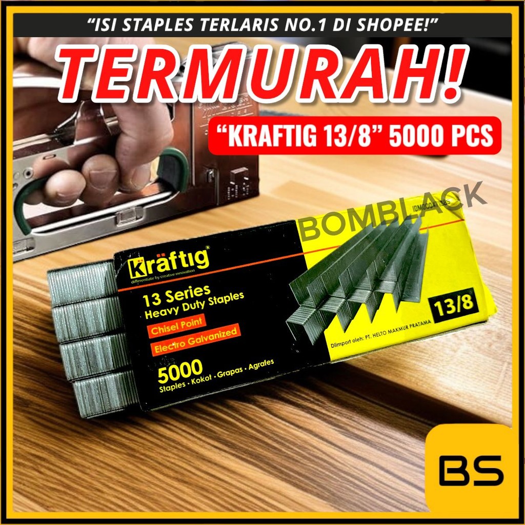 

KRAFTIG Isi Staples Jok Hekter Tembak 8mm (13/8") 13/8 13 / 8 mm Stapler Jok 5000 pcs MURAH