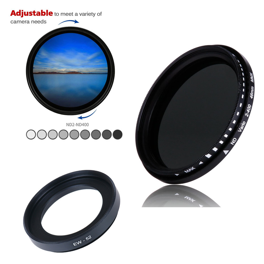 Variable ND Filter ND2-400 Neutral Density Filters + EW52 Lens Hood for Canon EOS R RP R5 R6 on RF 3