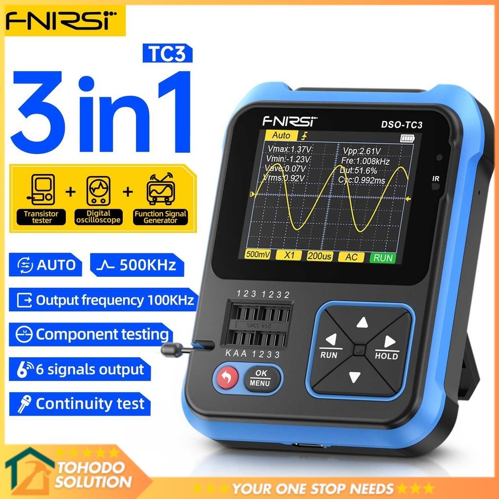 FNIRSI Digital Oscilloscope Transistor Tester 3 in 1 Handheld - DSO-TC3