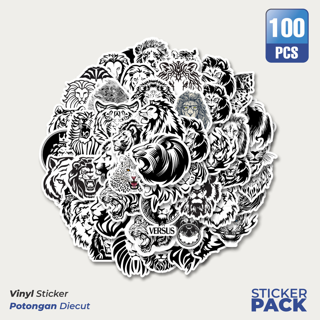 

MURAH 100 PCS Stiker Black And White Big Cat Head Design Mix [Desain Kepala Kucing Besar Hitam Putih]Waterproof Aesthetic- Untuk Laptop, Motor, dan Helm - Paper Stationery Pack